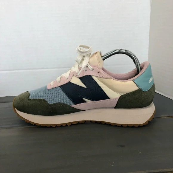 New Balance 237 Women’s Pastel Blue Pink Olive Retro Runner Sneakers - Picture 7 of 10